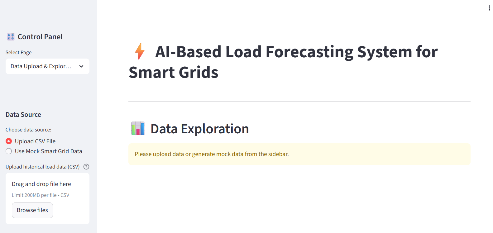 AI Load Forecasting dashboard preview